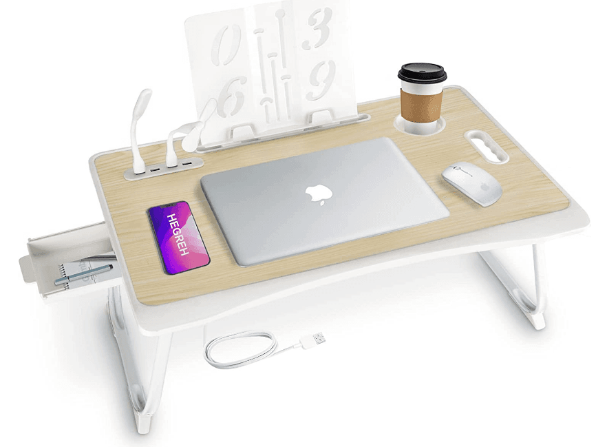 Graphic of a lapdesk that is perfect for use in a teardrop camper.